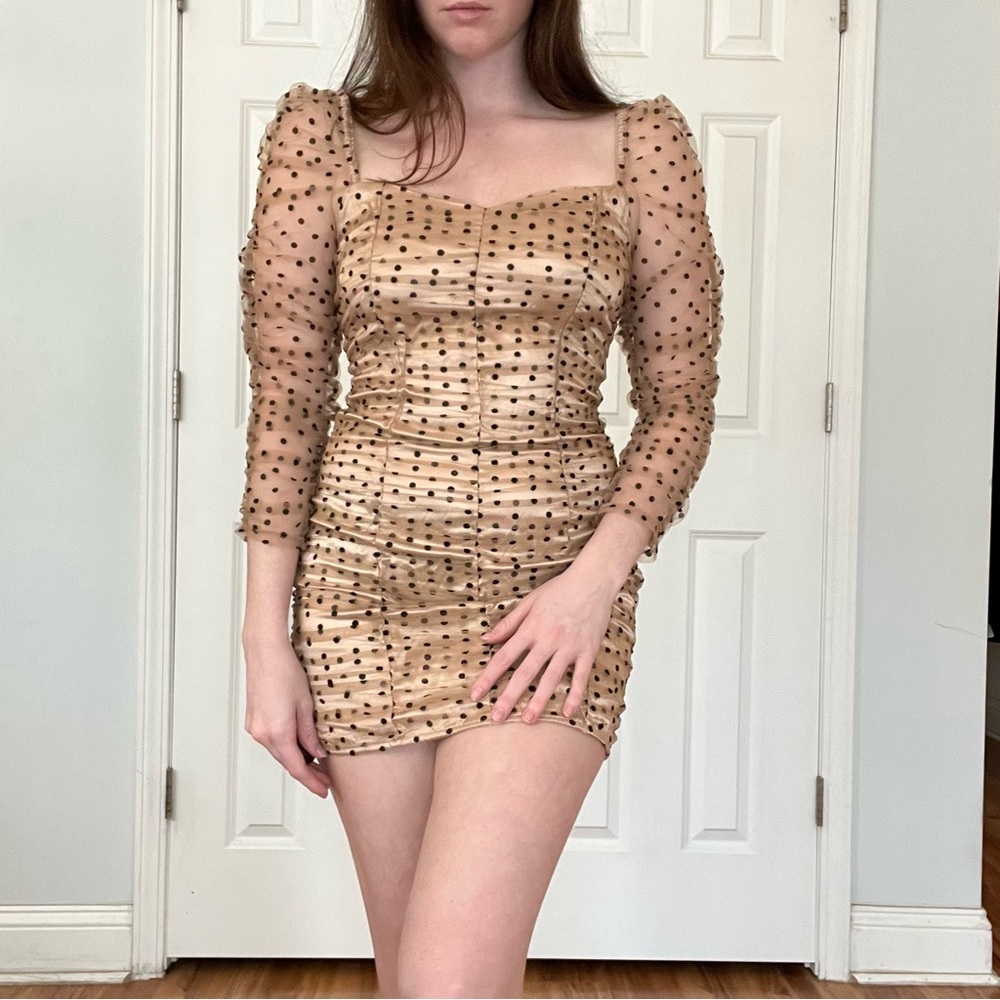 DO+BE ruched Polka Dot Dress
